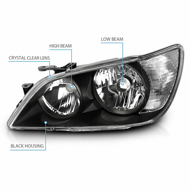 2001-2005 Lexus Is300 Black Housing Clear Marker Headlights - JSI Racing 