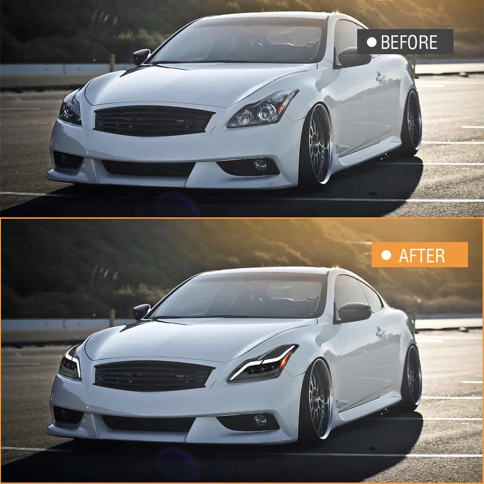 NTXGlow LED Tube Projector Headlights (2008-2015 Infiniti G37 & Q60 Coupe) - JSI Racing 