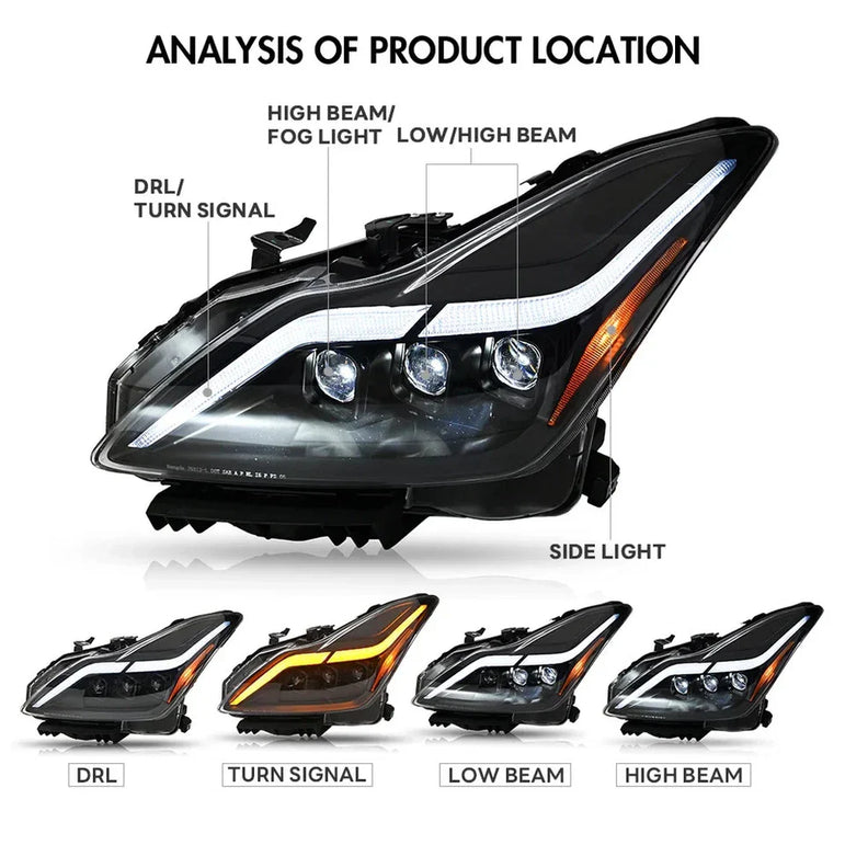 NTXGlow LED Tube Projector Headlights (2008-2015 Infiniti G37 & Q60 Coupe) - JSI Racing 