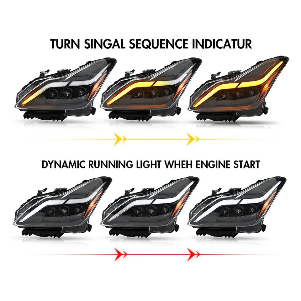 NTXGlow LED Tube Projector Headlights (2008-2015 Infiniti G37 & Q60 Coupe) - JSI Racing 