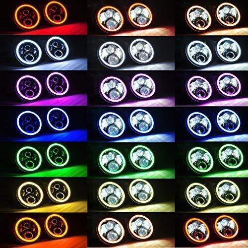 NTXGlow 7 Inch Round RGB LED Halo Headlights (Jeep Wrangler) - JSI Racing 