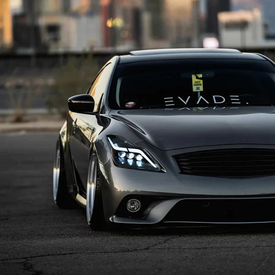 NTXGlow LED Tube Projector Headlights (2008-2015 Infiniti G37 & Q60 Coupe) - JSI Racing 