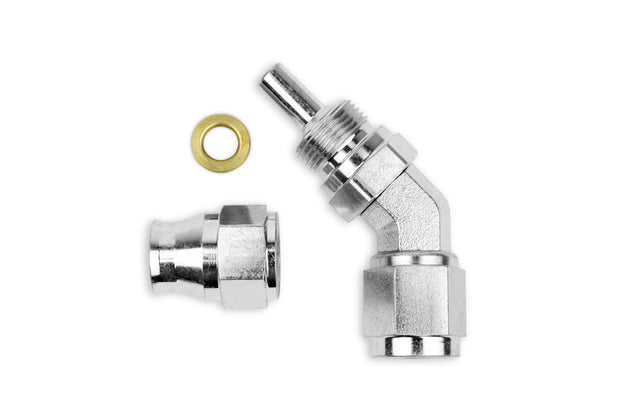 RaceFlux PTFE 45-Degree Double Swivel Hose End Fitting, Steel