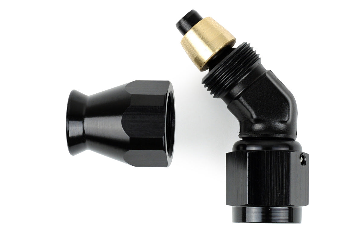 RaceFlux PTFE 45-Degree Hose End Fitting, Aluminum