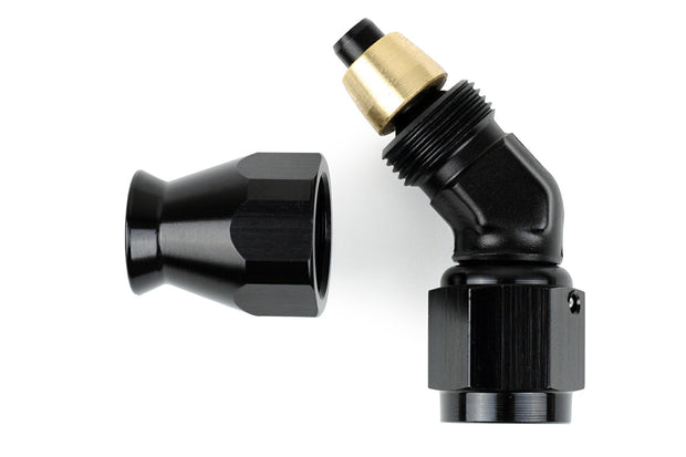RaceFlux PTFE 45-Degree Hose End Fitting, Aluminum