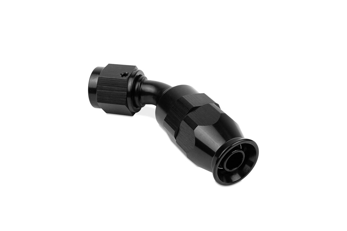 RaceFlux PTFE 45-Degree Hose End Fitting, Aluminum
