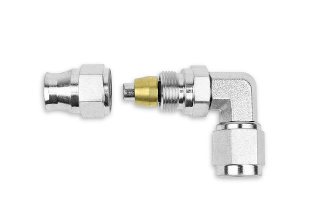 RaceFlux PTFE 90-Degree Double Swivel Hose End Fitting, Steel