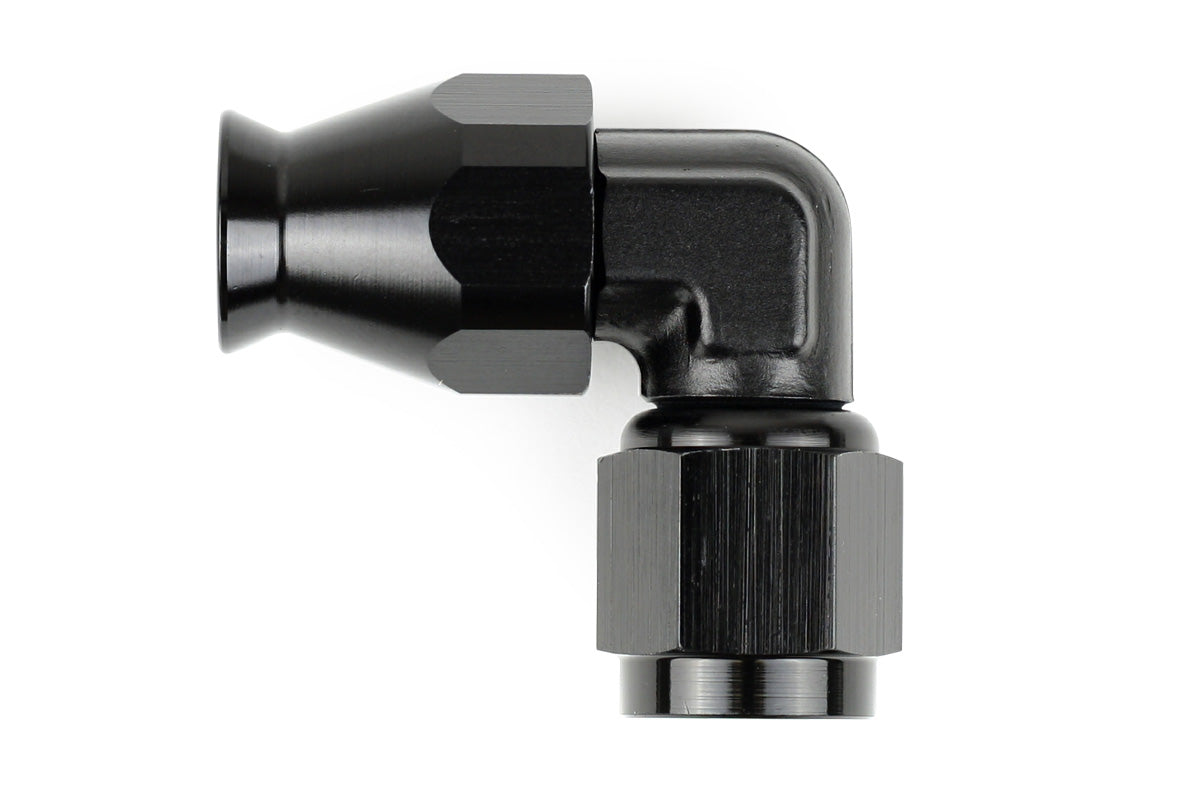 RaceFlux PTFE 90-Degree Hose End Fitting, Aluminum