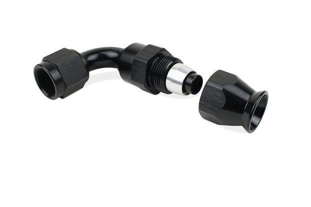 RaceFlux PTFE 90-Degree Hose End Fitting, Aluminum