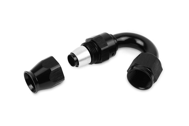 RaceFlux PTFE 150-Degree Hose End Fitting, Aluminum