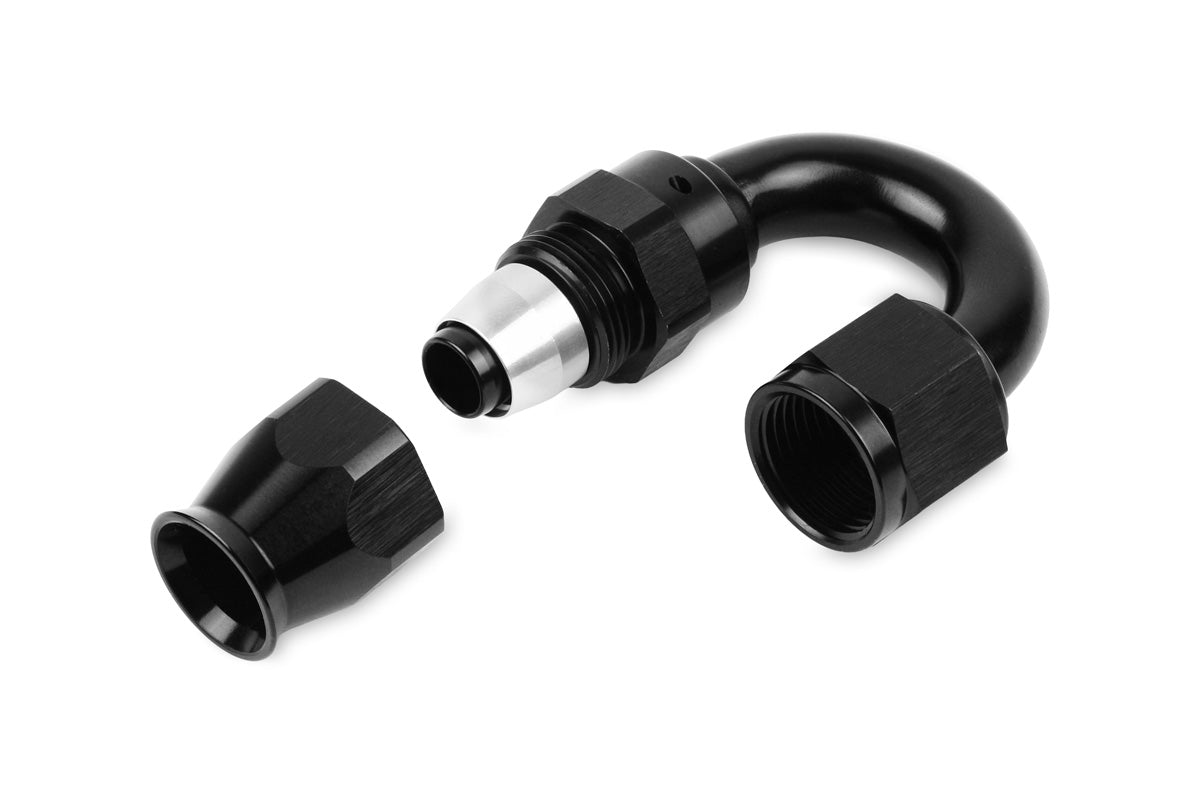 RaceFlux PTFE 150-Degree Hose End Fitting, Aluminum
