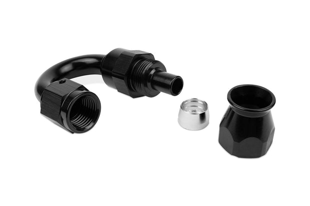 RaceFlux PTFE 180-Degree Hose End Fitting, Aluminum