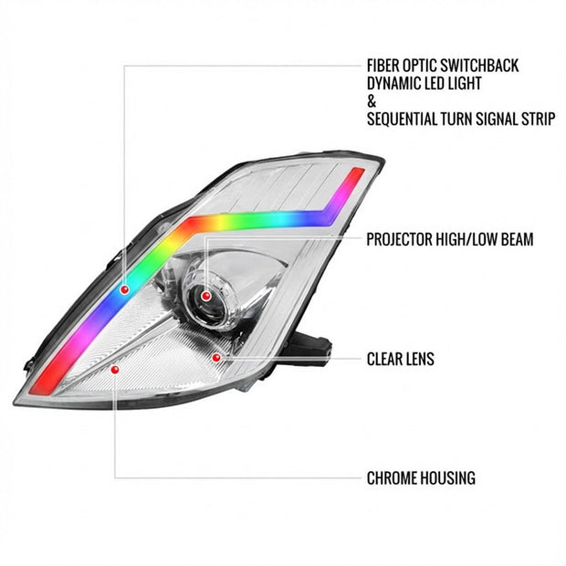 NTXGLOW RGB headlights (2006 - 2009 Nissan 350z) - JSI Racing 