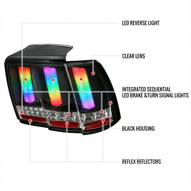 NTXGLOW RGB tail lights (99 - 04 Ford mustang) - JSI Racing 