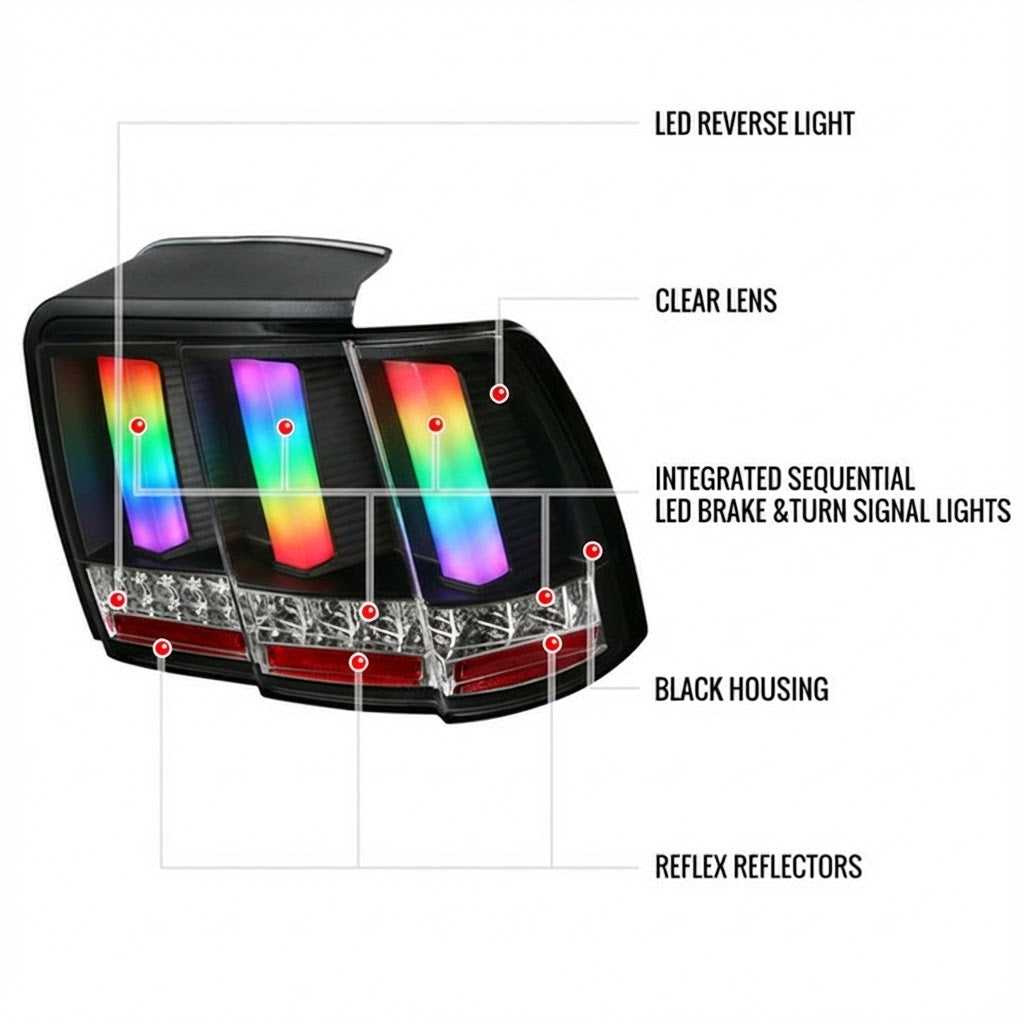 NTXGLOW RGB tail lights (99 - 04 Ford mustang) - JSI Racing 