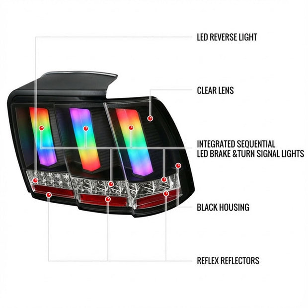 NTXGLOW RGB tail lights (99 - 04 Ford mustang) - JSI Racing 