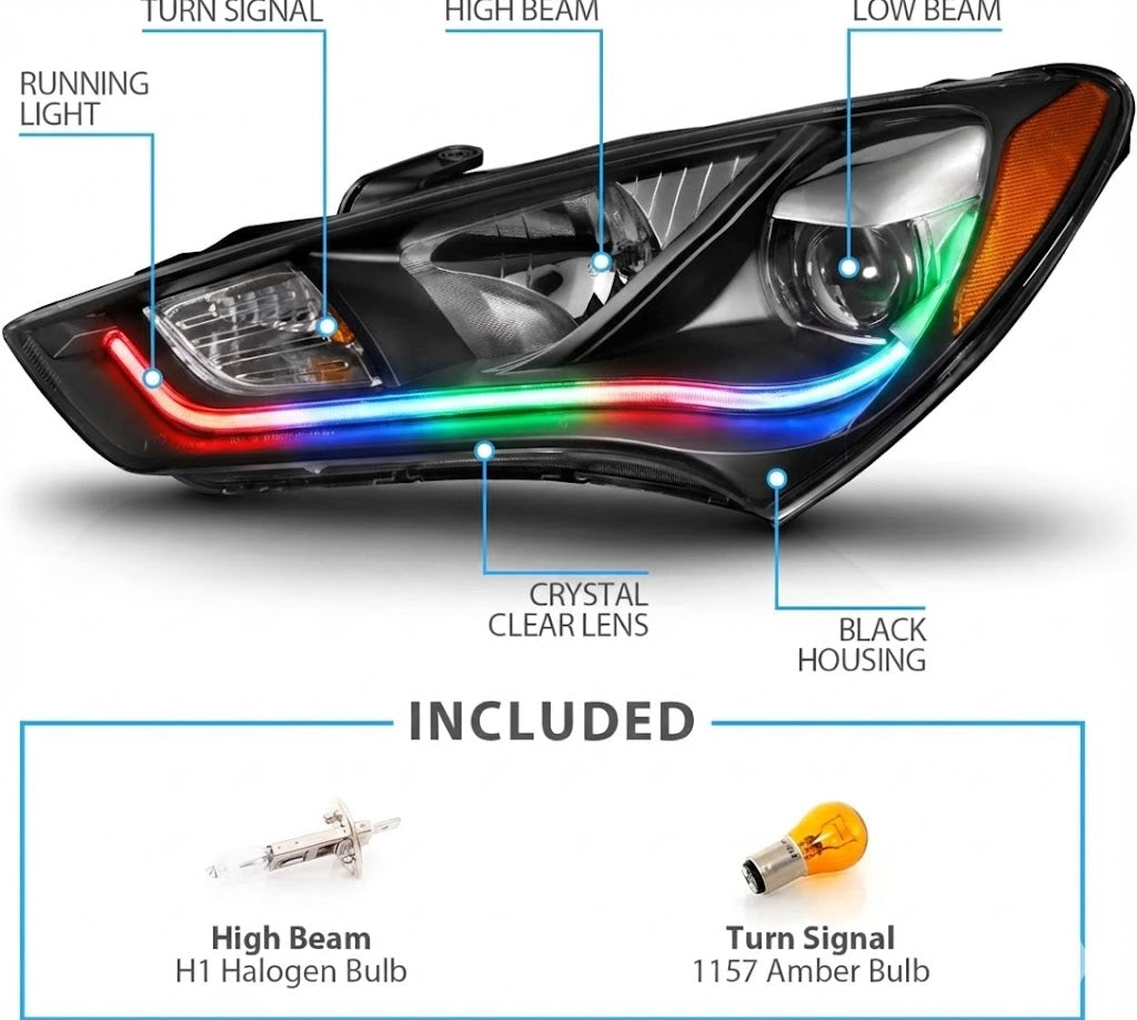 NTXGLOW RGB headlights (2013 - 2016 hyundai genesis coupe bk2) - JSI Racing 
