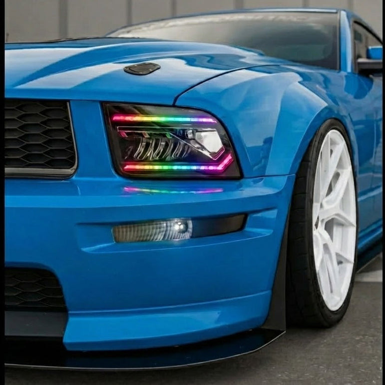 NTXGLOW RGB led headlights (2005 - 2009 Ford Mustang) - JSI Racing 