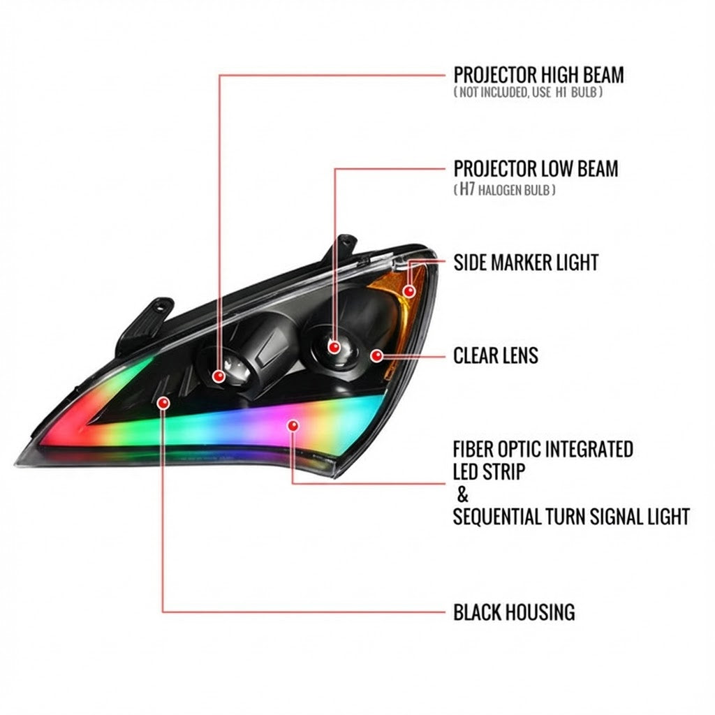 NTXGLOW RGB headlights (2009 - 2010 hyundai genesis coupe bk1) - JSI Racing 