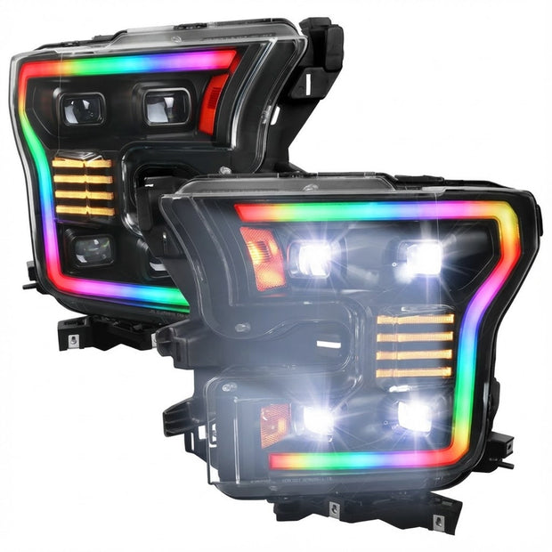 NTXGLOW RGB LED headlights (2015 - 2017 Ford F150) - JSI Racing 
