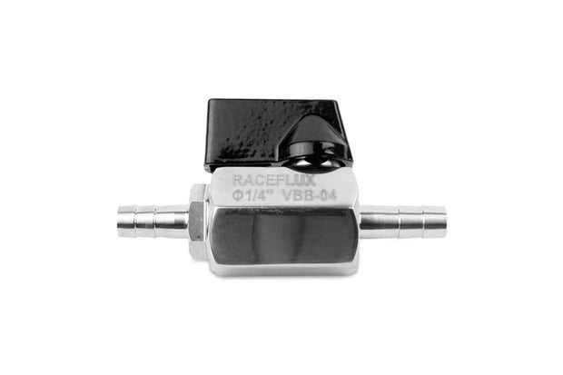 RaceFlux High Temp Stainless Steel Mini Ball Valve, Barb